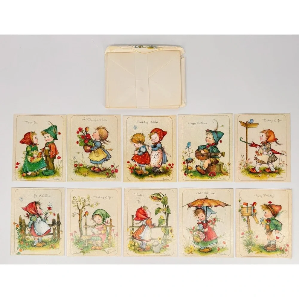 Vintage‎ Greeting Card Lot Unused w Envelopes Cute Children Ephemera Set